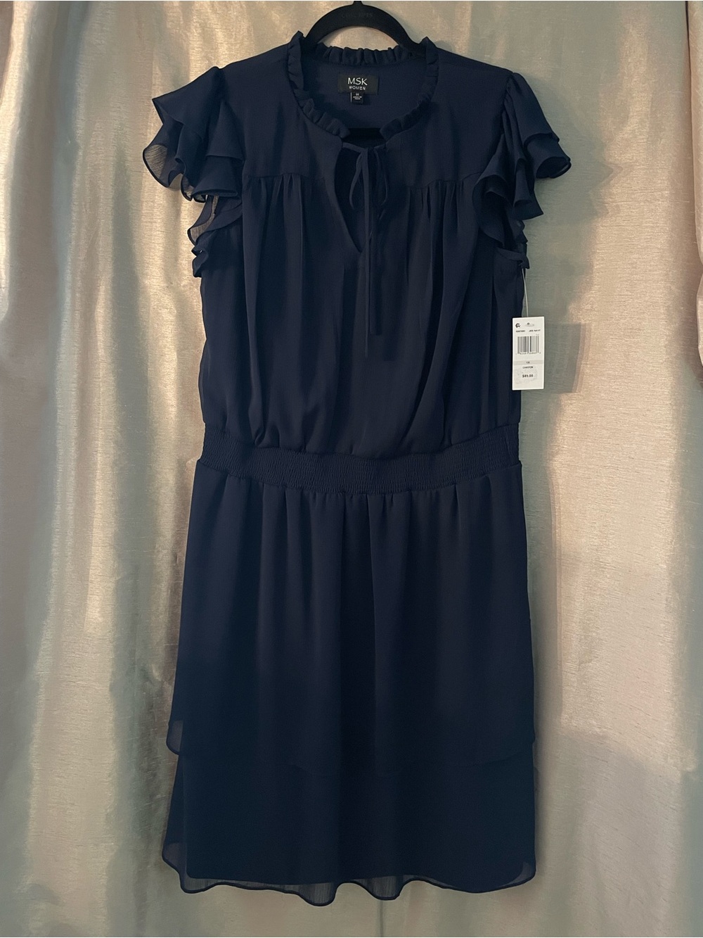 MSK Navy Blue Short Sleeve Plus Size Dress 1X NWT New With Tags